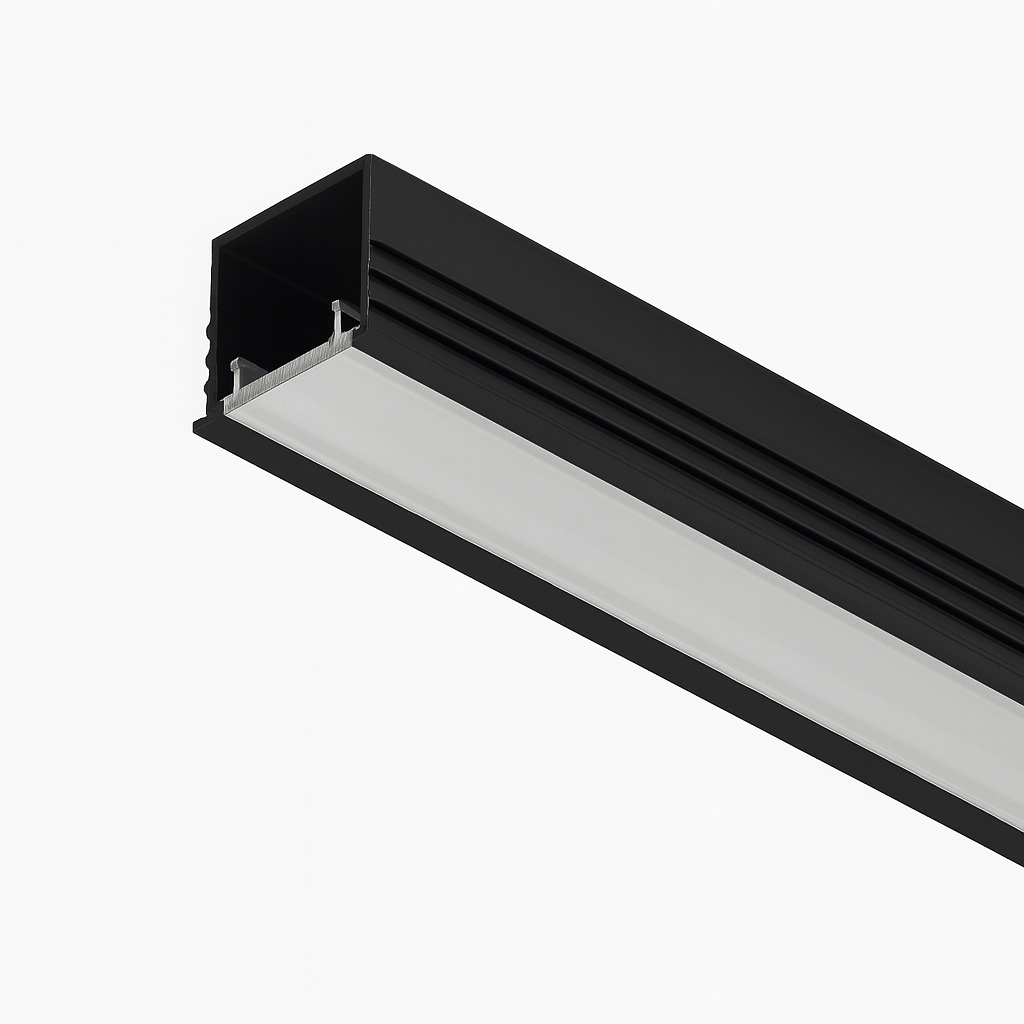 Perfil T Negro 24 x 12 x 3 MT Aluminio con Difusor (2)