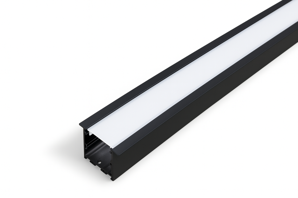 Perfil T Negro 43 x 20 x 3 MT Aluminio con Difusor (2)