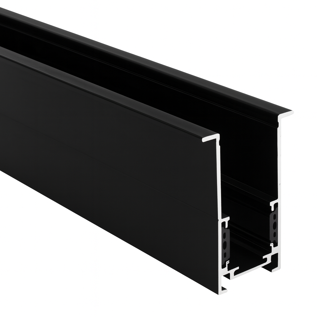 Riel Magnético Externo T2210 BK "LARKO" 2 MT 44*51 mm Recesado Negro (2)