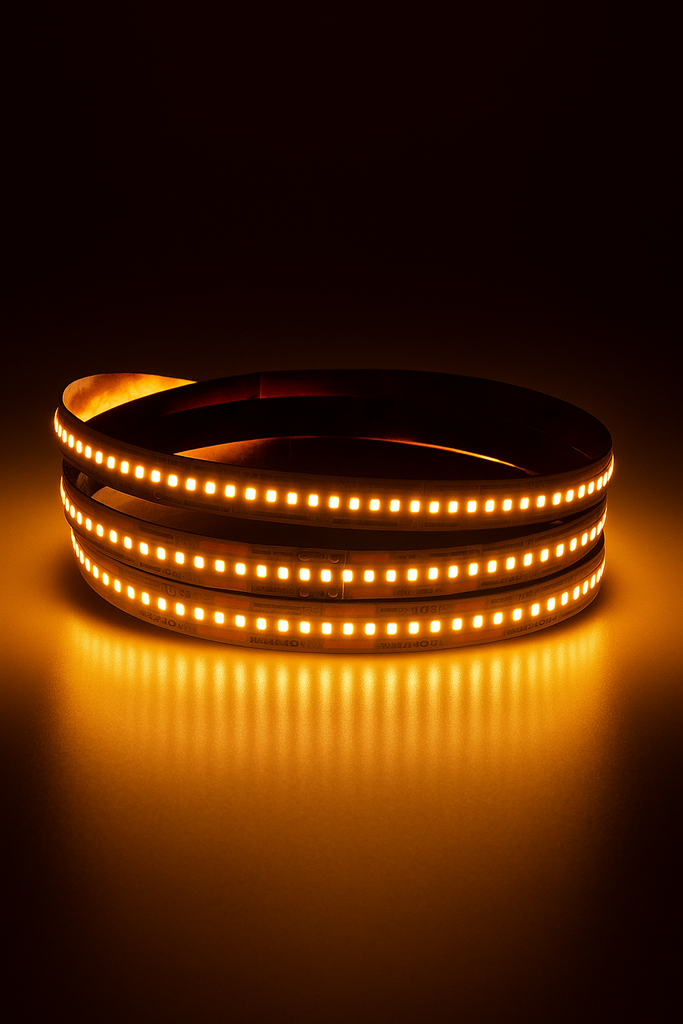 Cinta 1800K 12V 15W/M SWW120F10W12-2835 5 MT 10 mm CRI-90 120 LED/MT IP-20 3M Rojo AMBAR (2)