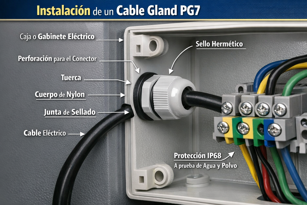 Conector para Cable Eléctrico de 3/4" de NYLON PG7 (GLAND) (2)