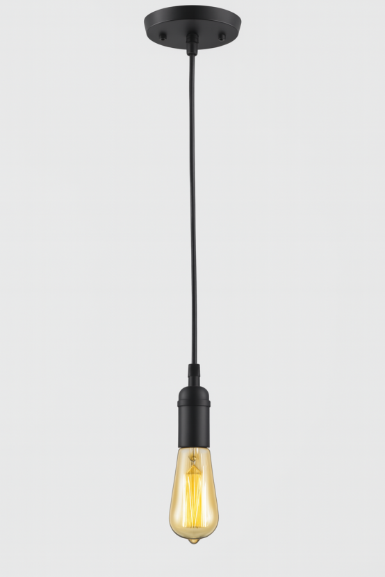Zócalo Suspendido Vintage Negro E-27 1,5 mt para iluminación interior, (3)