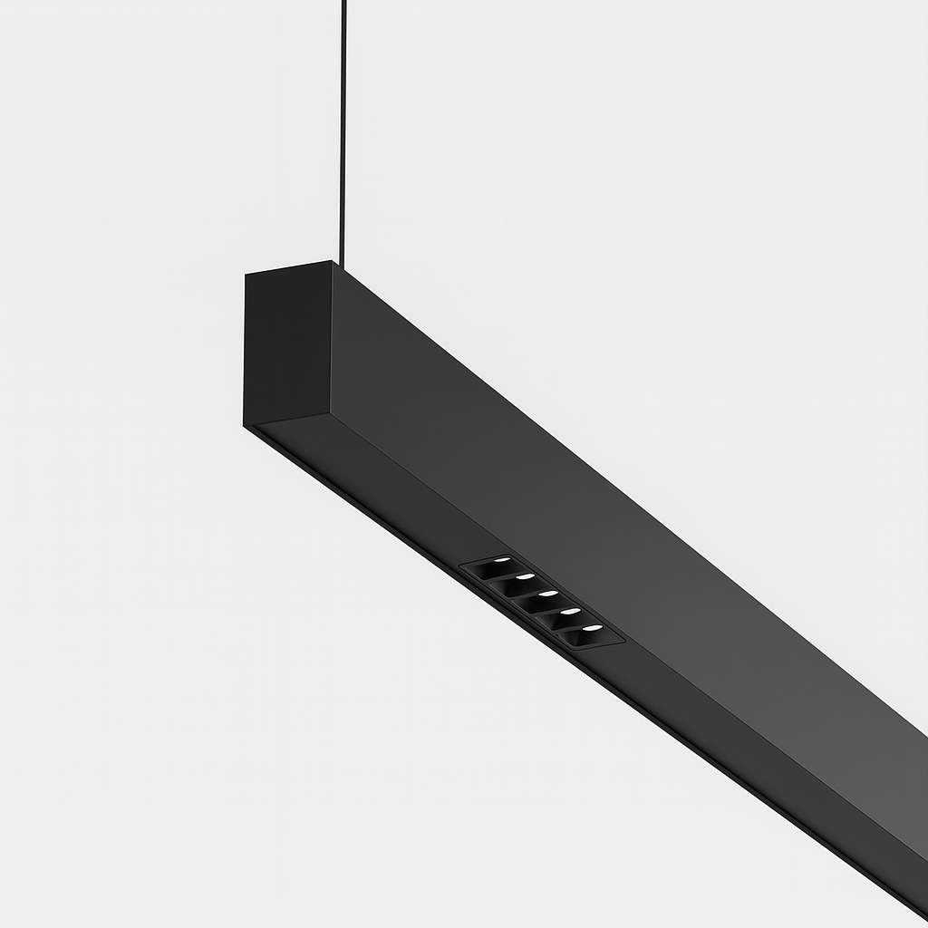 Lampara Suspendida Recesada 36W 4100K Lineal Dimiable Negro 0-10v 38° 85-265V 1200X50x70 (2)