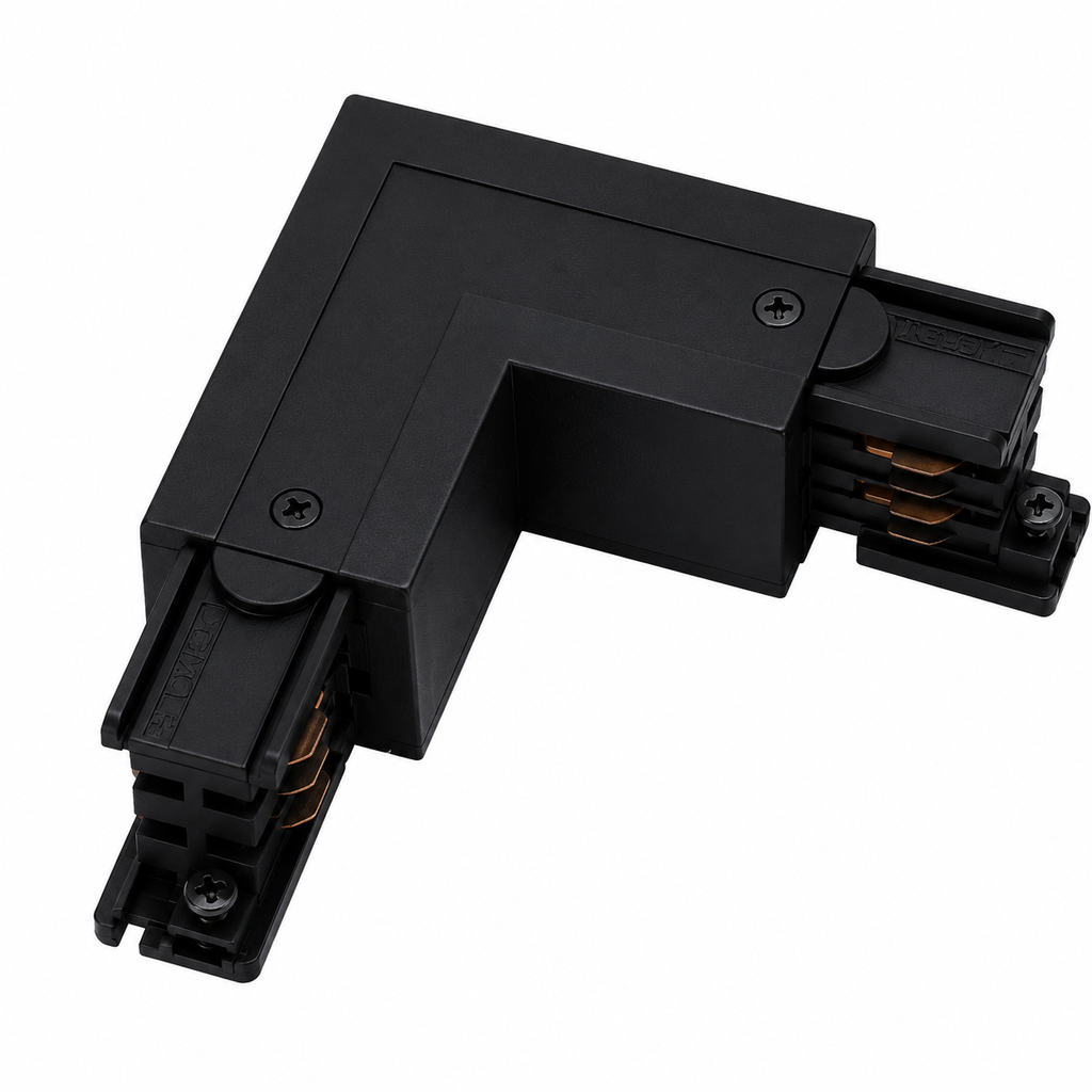 Conector para Riel L Curva Izquierda 4 Líneas CS25-4 Negro (2)
