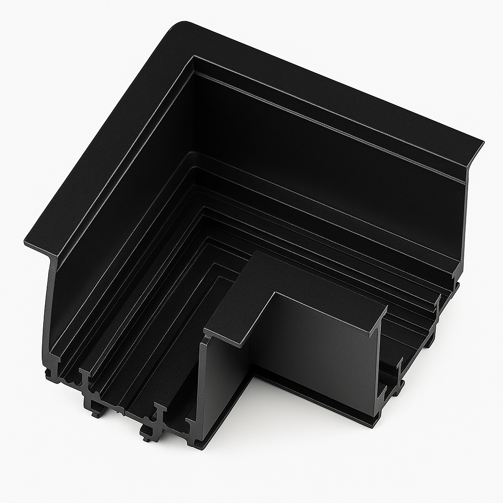 Conector Curvo T2410L BK 90º Magnético Horizontal Negro 52*54*30cn para Riel T2510 (2)