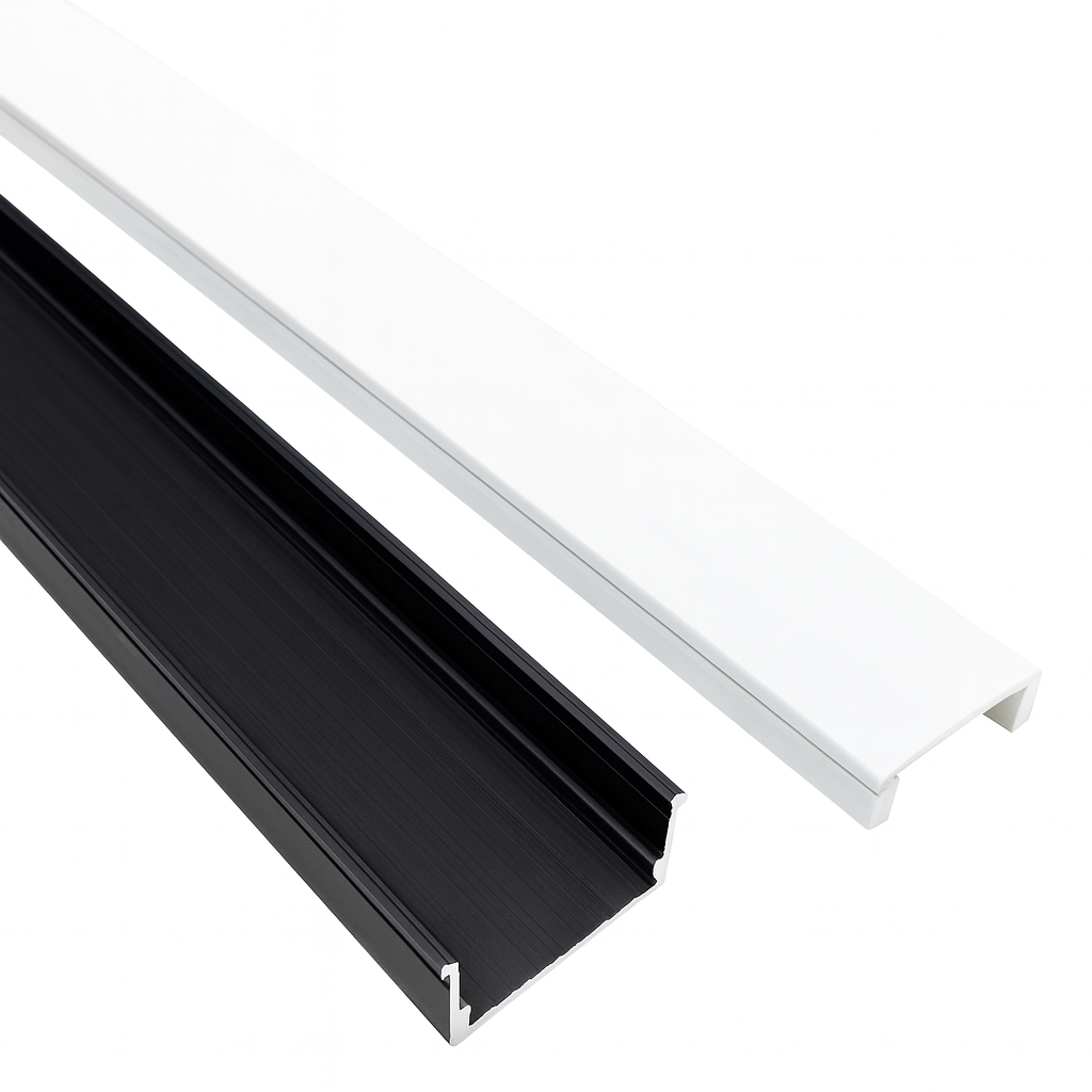 Perfil U 15 x 7 x 3 MT Negro Aluminio con Difusor (Micro) (2)