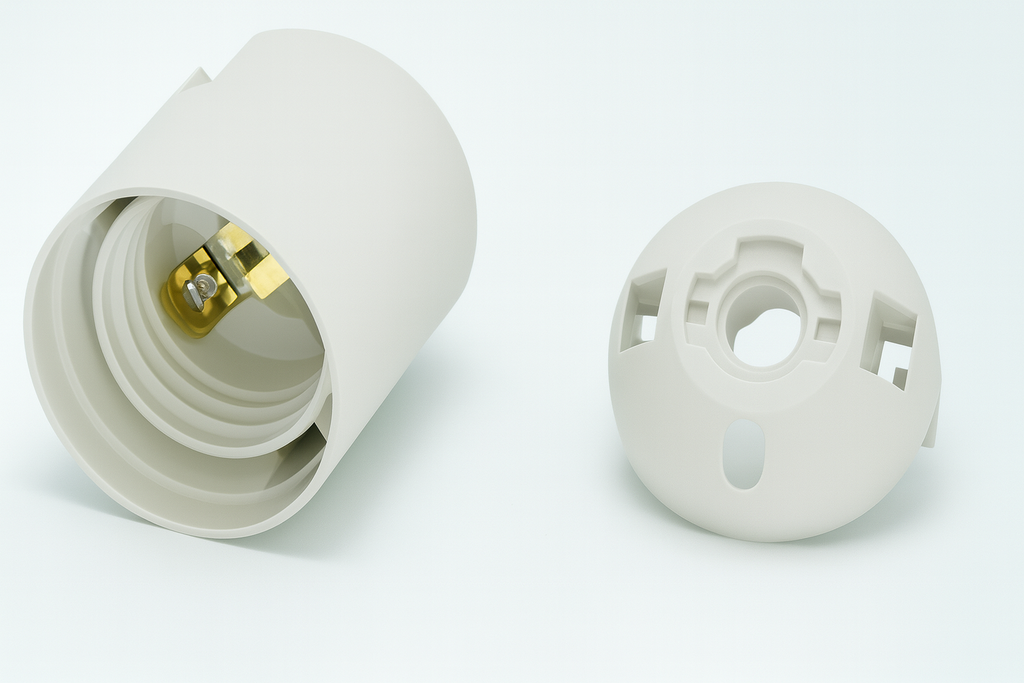 Zócalo de Baquelita E-27 C/ROSCA 1/8 Blanco Europeo