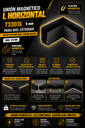Unión Magnético L Horizontal T3303L para Riel Exterior 5MM 50*50*25 para Riel T3510D Negro