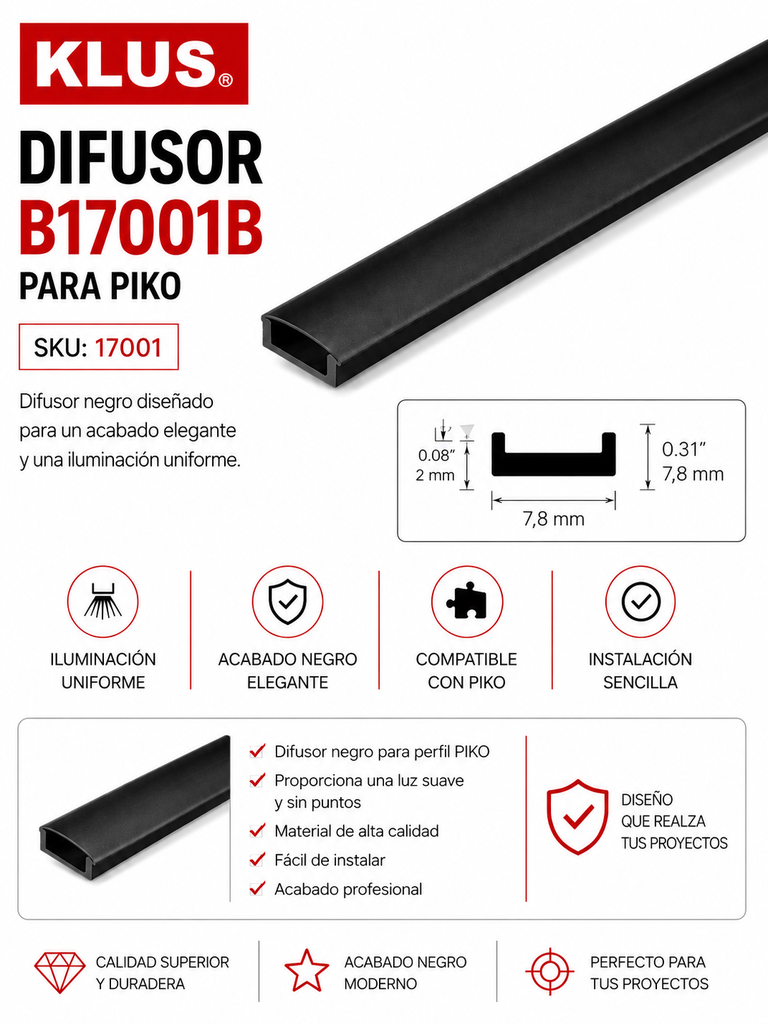 Difusor B17001B Negro para PIKO