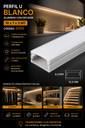 Perfil U Blanco 18 x 7 x 3 MT Aluminio con Difusor