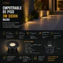 Empotrable de piso 3w JT-15655 negro 3000k  52*45 mm aluminio 110-240V