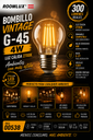 Bombillo 4W 2700k E-27 B70104 Vintage G-45 3000K 120V Dimiable ROOMLUX