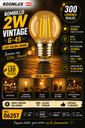 Bombillo 2w 3000k E-27 B17300 Vintage G-45 110V-130V ROOMLUX