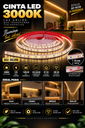 Cinta 3000K 12V 15W/M SWW120F10W12-2835 5 MT 10 mm CRI-90 120 LED/MT IP-20 3M Rojo
