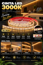 Cinta 3000K 12V 9W/M SWW120F10W12-2835 5 MT 10 mm CRI-90 120 LED/MT IP-20 3M Rojo