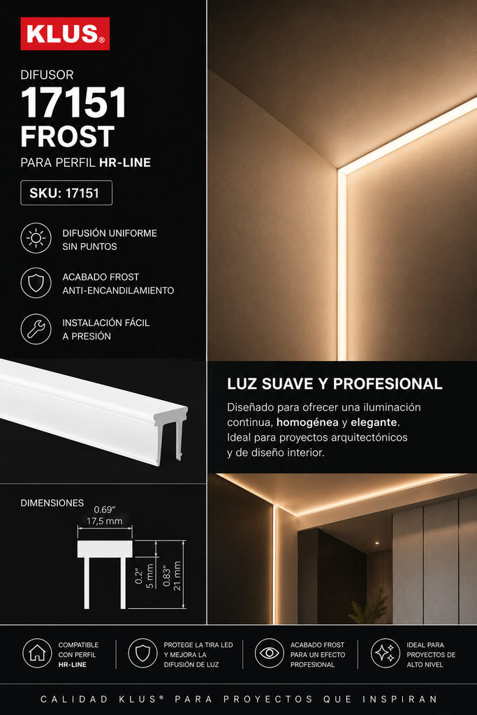 Difusor 17151 FROST para Perfil HR-LINE KLUS