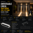 Empotrable lineal DOTS 10W 3000K 139X37mm blanco/negro 30° 85-265V lineal recesada LED LZ-XD600