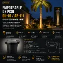 Empotrable de Piso GU-10 JT-15602 AR-111 Cuerpo de Fibra de Vidrio 114H X 173 Al, IP-65