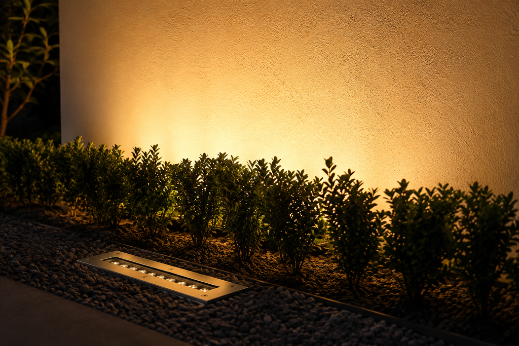Empotrable de piso 9w 3000k BY-M6003 300X90 mm lineal 85-245V IP-65 30º jardin.