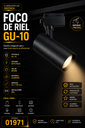 Foco de Riel GU-10 TS42C Recesado BK Dos Fases Negro AL 65X165 mm