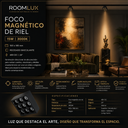 Foco magnético de riel 15W 3000k 100*185*mm recesado basculante 48v dc 24º