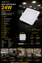 Panel Empotrable 24W 4000K Cuadrado # 8" B29782 2400LM Comercial ROOMLUX