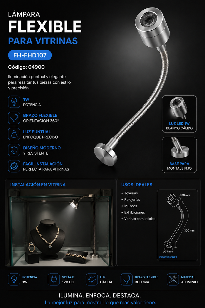 Lampara Flexible FH-FHD107 para Vitrinas 1W FH-FHD107