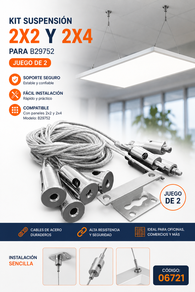 Kit Suspensión de Lampara 2X2 Y 2X4 para B29752 (Juego de 2)