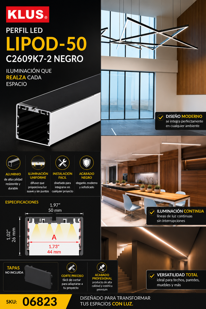 Perfil C2609K7-2 LIPOD-50 NEGRO