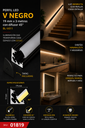 Perfil V Negro19 mm x 3 Metros con Difusor 45º BL-V011