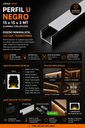 Perfil U Negro 15 x 15 x 3 MT Aluminio con Difusor