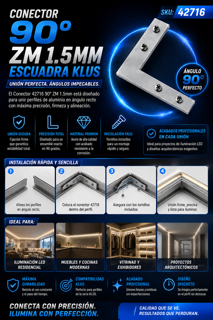 Conector 42716 90º ZM 1.5mm ESCUADRA KLUS