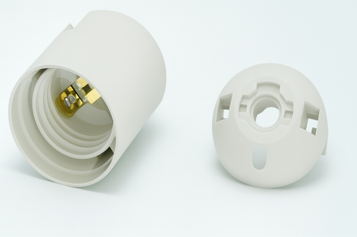 [00243] Zócalo de Baquelita E-27 C/ROSCA 1/8 Blanco Europeo