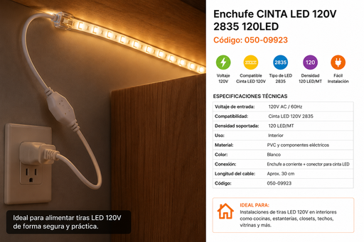 [050-09923] Enchufe Cinta LED 120V 2835 120LED