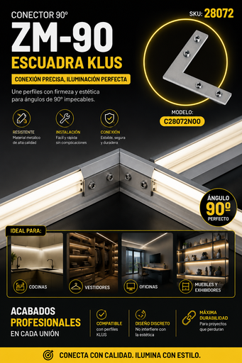 [28072] Conector C28072N00 90º ZM-90 PION ESCUADRA KLUS