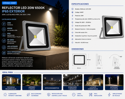 [04997] Reflector 20W 6500K 85-265V IP-65