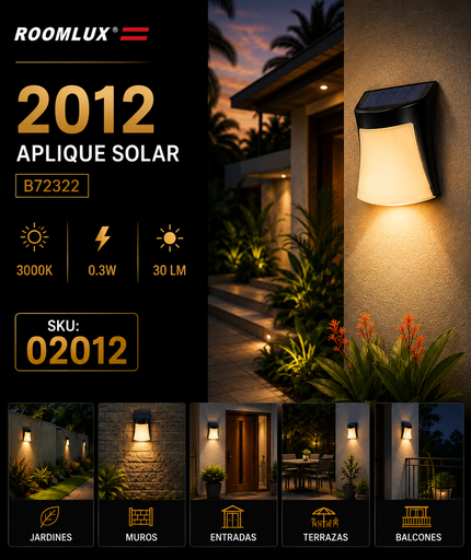 [02012] Aplique Solar B72322 3000K 0.3W 30 LM ROOMLUX