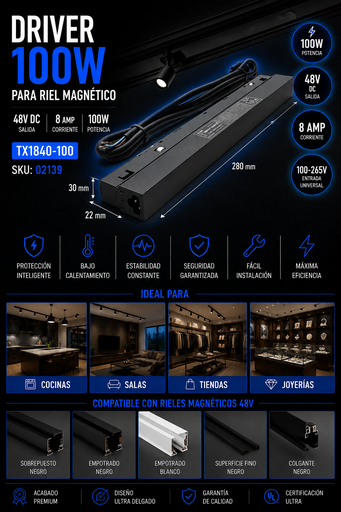 [02139] Driver 100W 48V TX1840-100 P/ Riel Magnético 8 amp