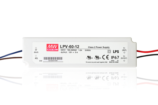 [06456] Driver 60W 12V LPV-60 5A 110-265V IP-67 MEAN WELL