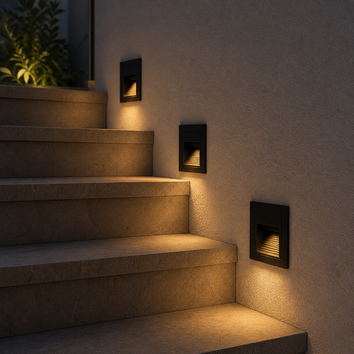[08168] Empotrable Escalera 2w 3000K LBD7030-5 Negro 2W 85-265v 180LM 70 (85*45) IP-65 EVOLIGHT (