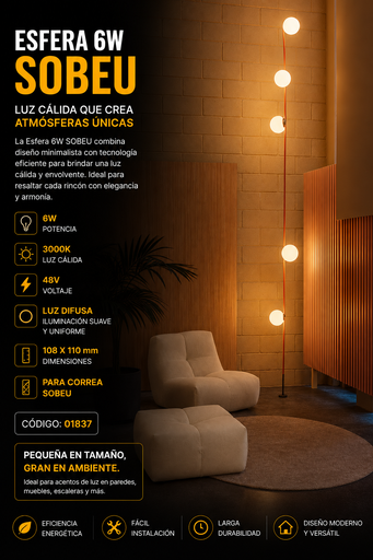 [01837] Esfera 6W 3000K LRX0140-6 para Correa SOBEU 108*110 PC/ALU  48V