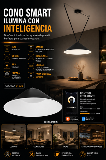 [01836] Cono 12w SMART LRX1114Z-12 para Correa SOBEU 350*125 PC/ALU SMART 48V 960lm OSRAM
