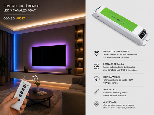 [05037] Control Inalámbrico LED 3 Canales 180W