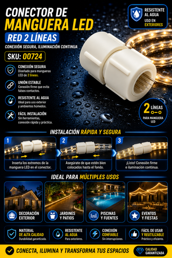 [00724] Conector de Manguera LED RED 2 Líneas