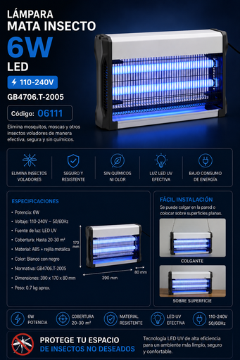 [06111] Lampara Mata Insecto 6W 110-240V GB4706.T-2005 LED
