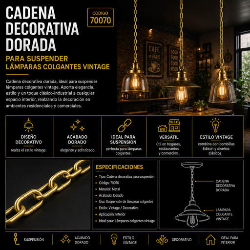 [00019] Cadena Decorativa Dorada 70070