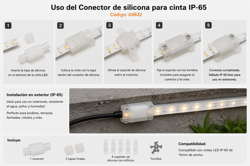 [04632] Conector de Silicona para Cinta IP-65 Juego