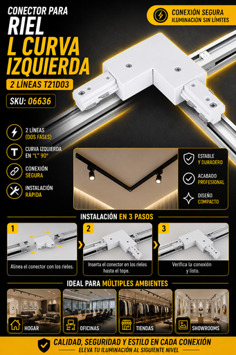 [06636] Conector para Riel L Curva Izquierda 2 Líneas T21D03