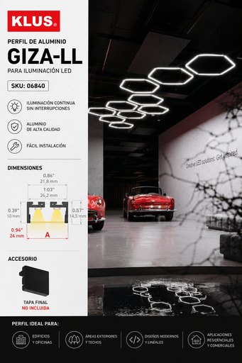 [06840] Perfil A00758A07_2 Negro GIZA-LL Aluminio KLUS