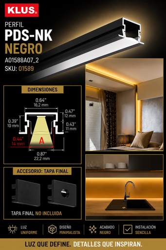 [01589] Perfil A01588A07_2 PDS-NK Negro KLUS